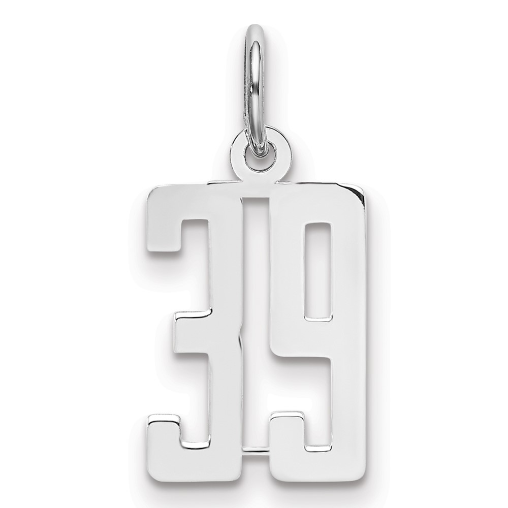 Sterling Silver Rhodium-plated Elongated Number 39 Charm