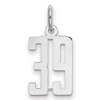 Sterling Silver Rhodium-plated Elongated Number 39 Charm view 1