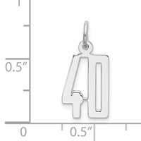 Sterling Silver Rhodium-plated Elongated Number 40 Charm view 3