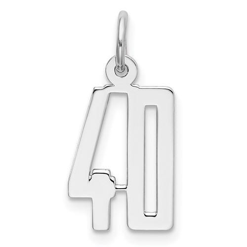 Sterling Silver Rhodium-plated Elongated Number 40 Charm