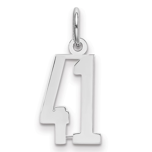 Sterling Silver Rhodium-plated Elongated Number 41 Charm