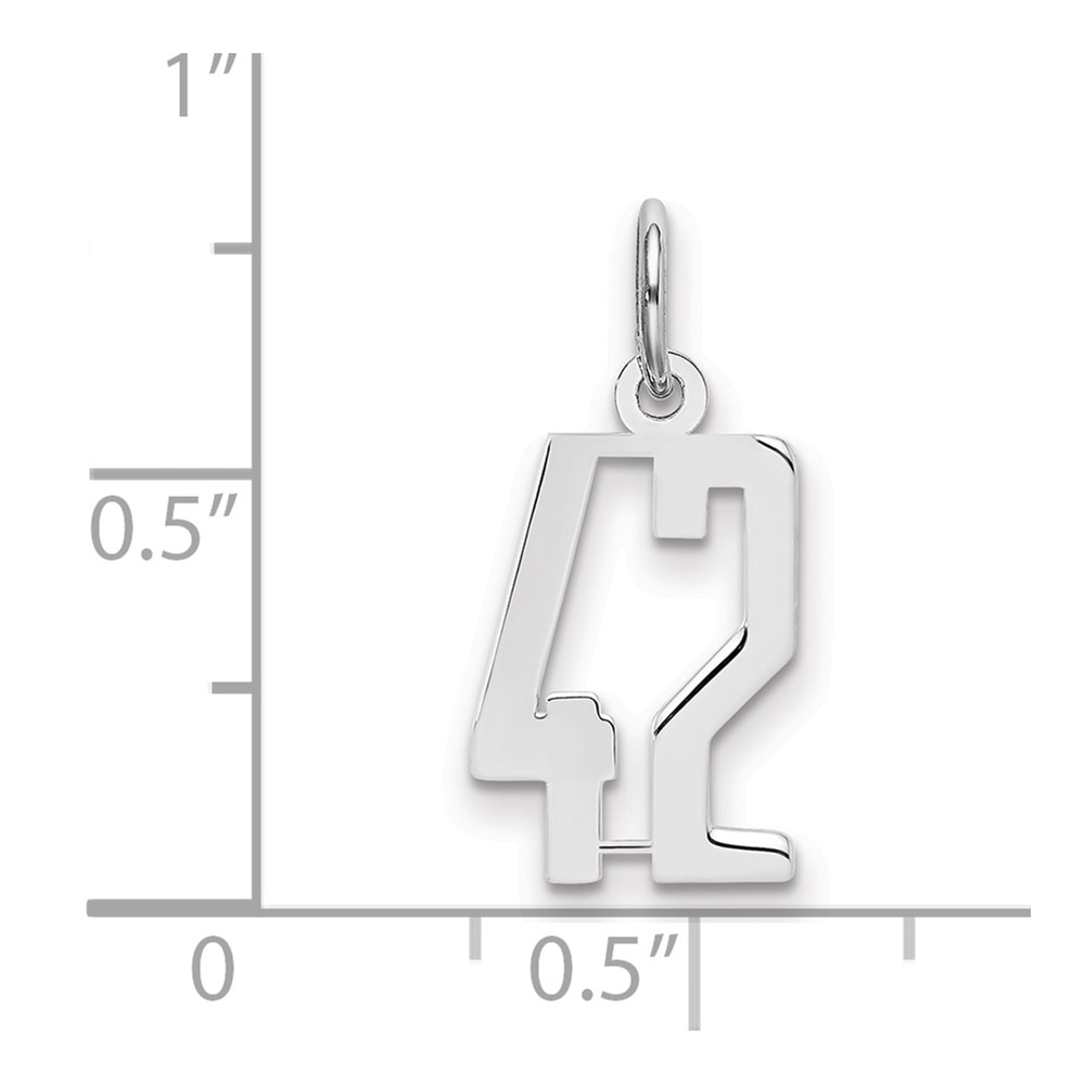 Sterling Silver/Rhodium-plated Elongated Number 42 Charm (QES42)