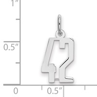 Sterling Silver Rhodium-plated Elongated Number 42 Charm view 2