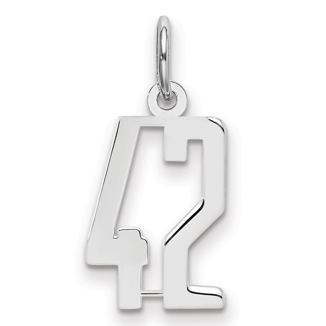 Sterling Silver/Rhodium-plated Elongated Number 42 Charm (QES42)