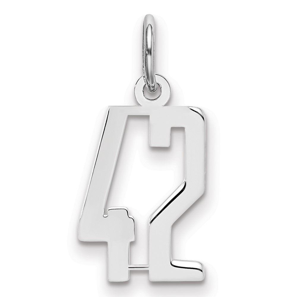 Sterling Silver/Rhodium-plated Elongated Number 42 Charm (QES42)