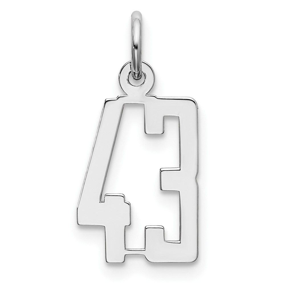 Sterling Silver Rhodium-plated Elongated Number 43 Charm
