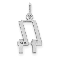 Sterling Silver Rhodium-plated Elongated Number 44 Charm view 4