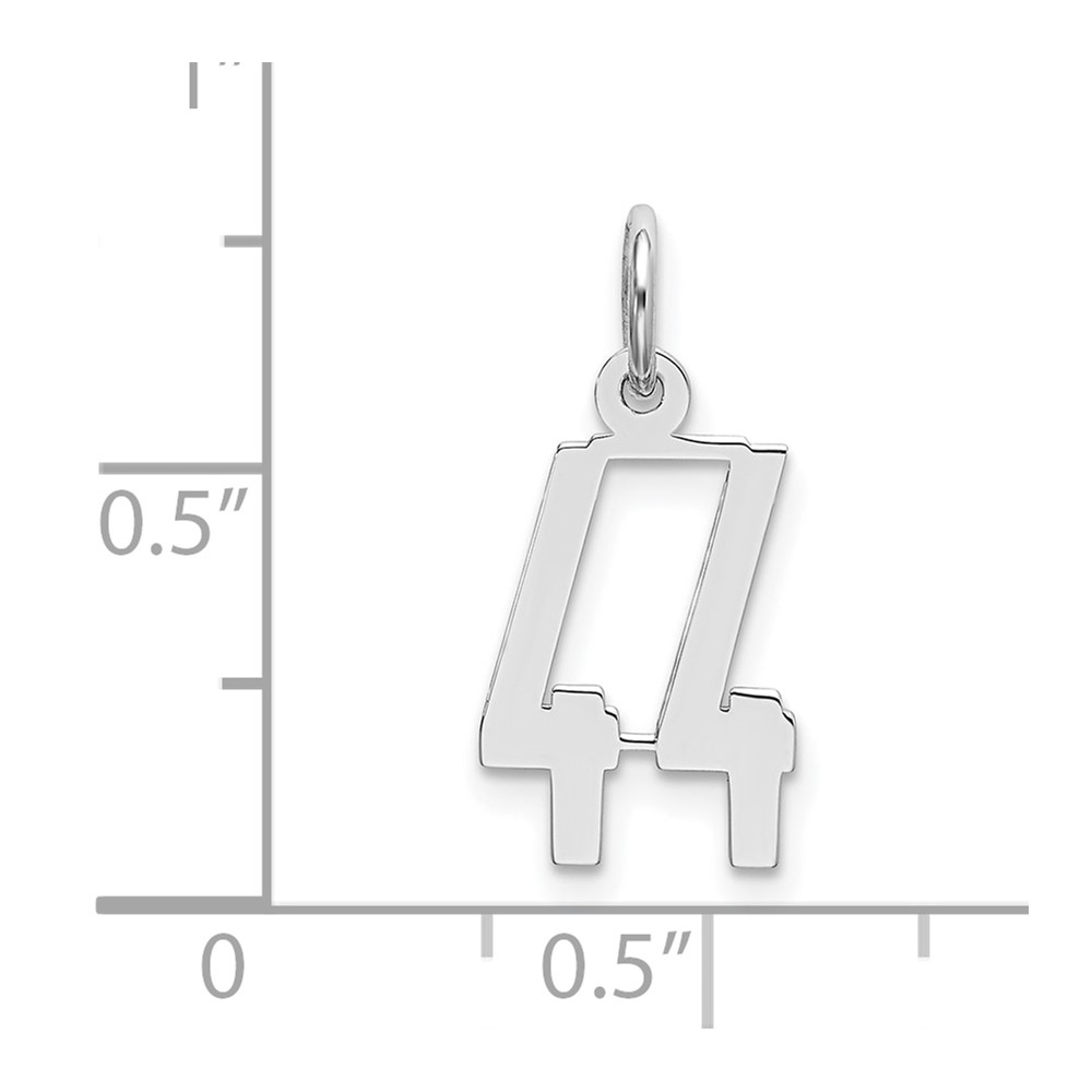 Sterling Silver/Rhodium-plated Elongated Number 44 Charm (QES44)