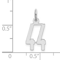 Sterling Silver Rhodium-plated Elongated Number 44 Charm view 3