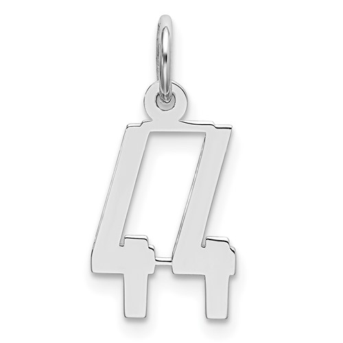 Sterling Silver Rhodium-plated Elongated Number 44 Charm