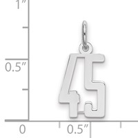 Sterling Silver Rhodium-plated Elongated Number 45 Charm view 2