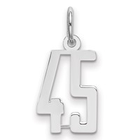 Sterling Silver Rhodium-plated Elongated Number 45 Charm view 1