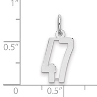 Sterling Silver Rhodium-plated Elongated Number 47 Charm view 2