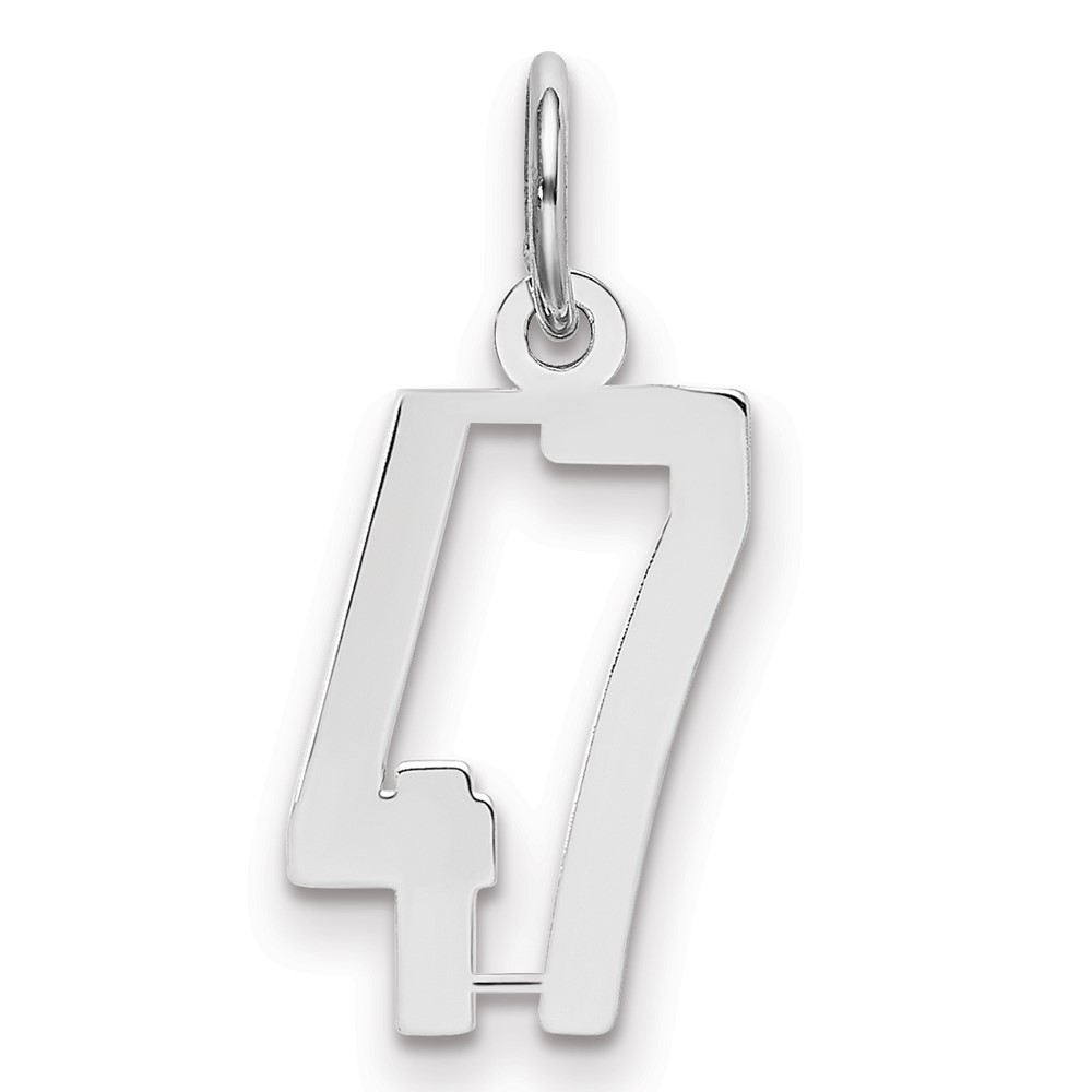 Sterling Silver Rhodium-plated Elongated Number 47 Charm