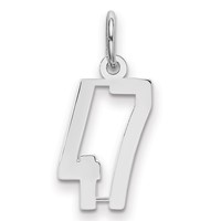 Sterling Silver Rhodium-plated Elongated Number 47 Charm view 1