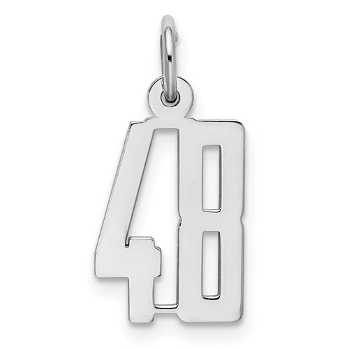 Sterling Silver Rhodium-plated Elongated Number 48 Charm