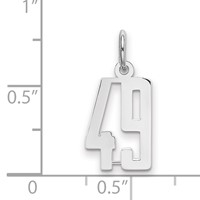 Sterling Silver Rhodium-plated Elongated Number 49 Charm view 2