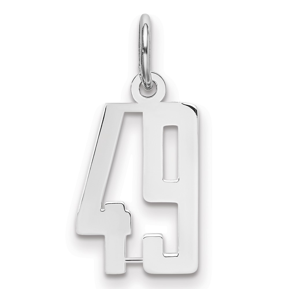 Sterling Silver Rhodium-plated Elongated Number 49 Charm