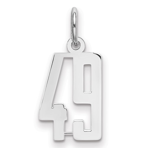 Sterling Silver Rhodium-plated Elongated Number 49 Charm