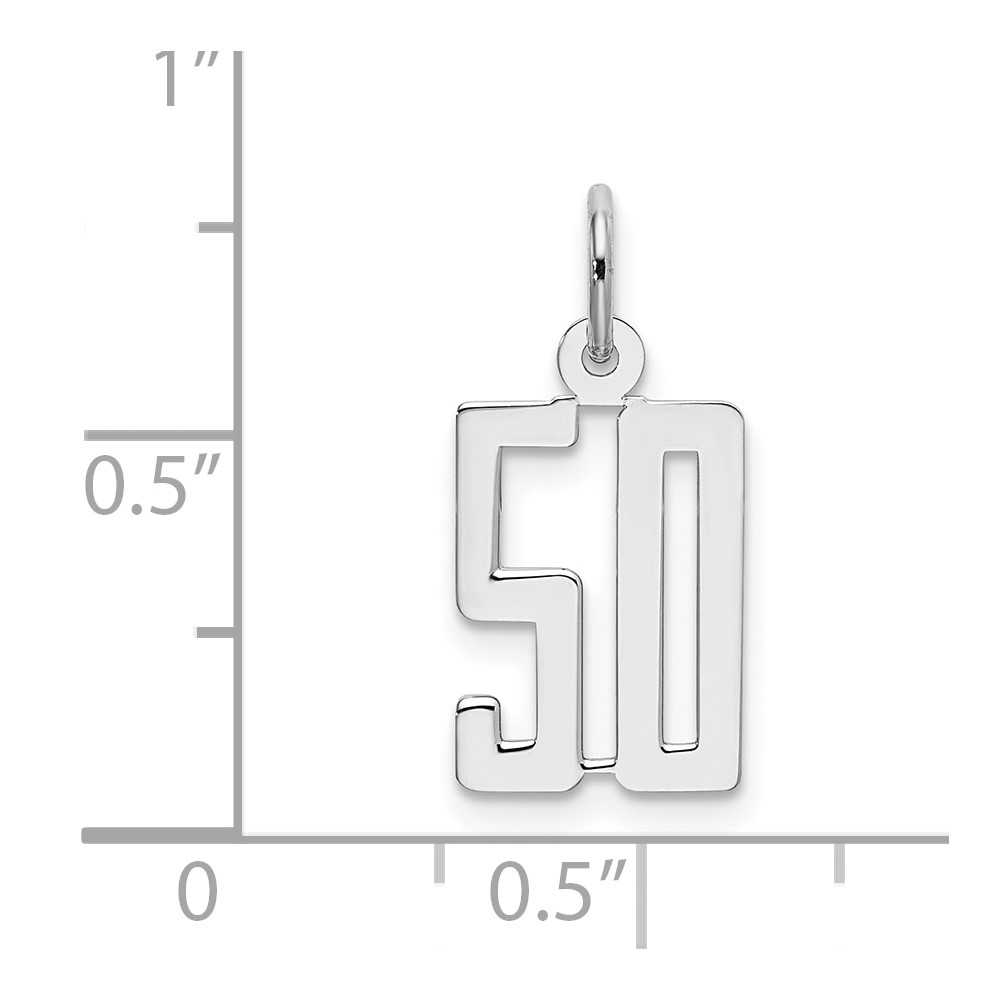 Sterling Silver/Rhodium-plated Elongated Number 50 Charm (QES50)