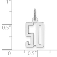 Sterling Silver Rhodium-plated Elongated Number 50 Charm view 3