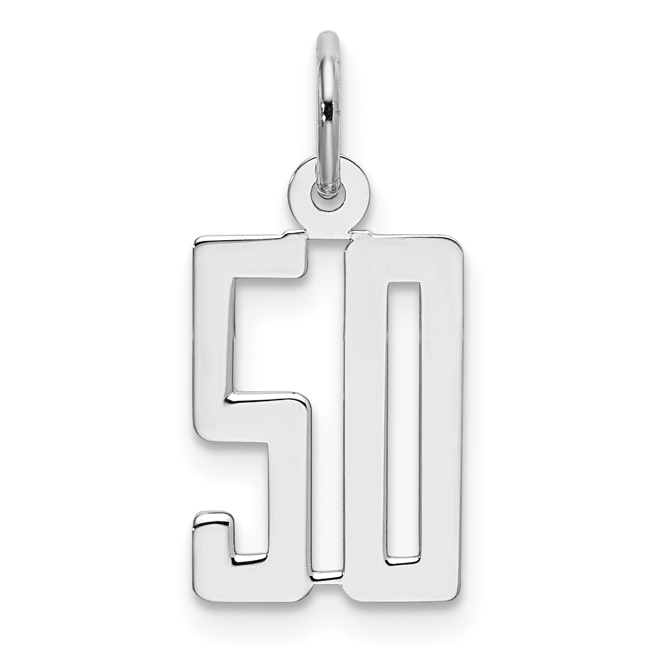 Sterling Silver/Rhodium-plated Elongated Number 50 Charm (QES50)