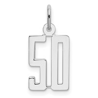 Sterling Silver Rhodium-plated Elongated Number 50 Charm view 1