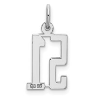 Sterling Silver Rhodium-plated Elongated Number 51 Charm view 4
