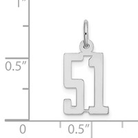 Sterling Silver Rhodium-plated Elongated Number 51 Charm view 3