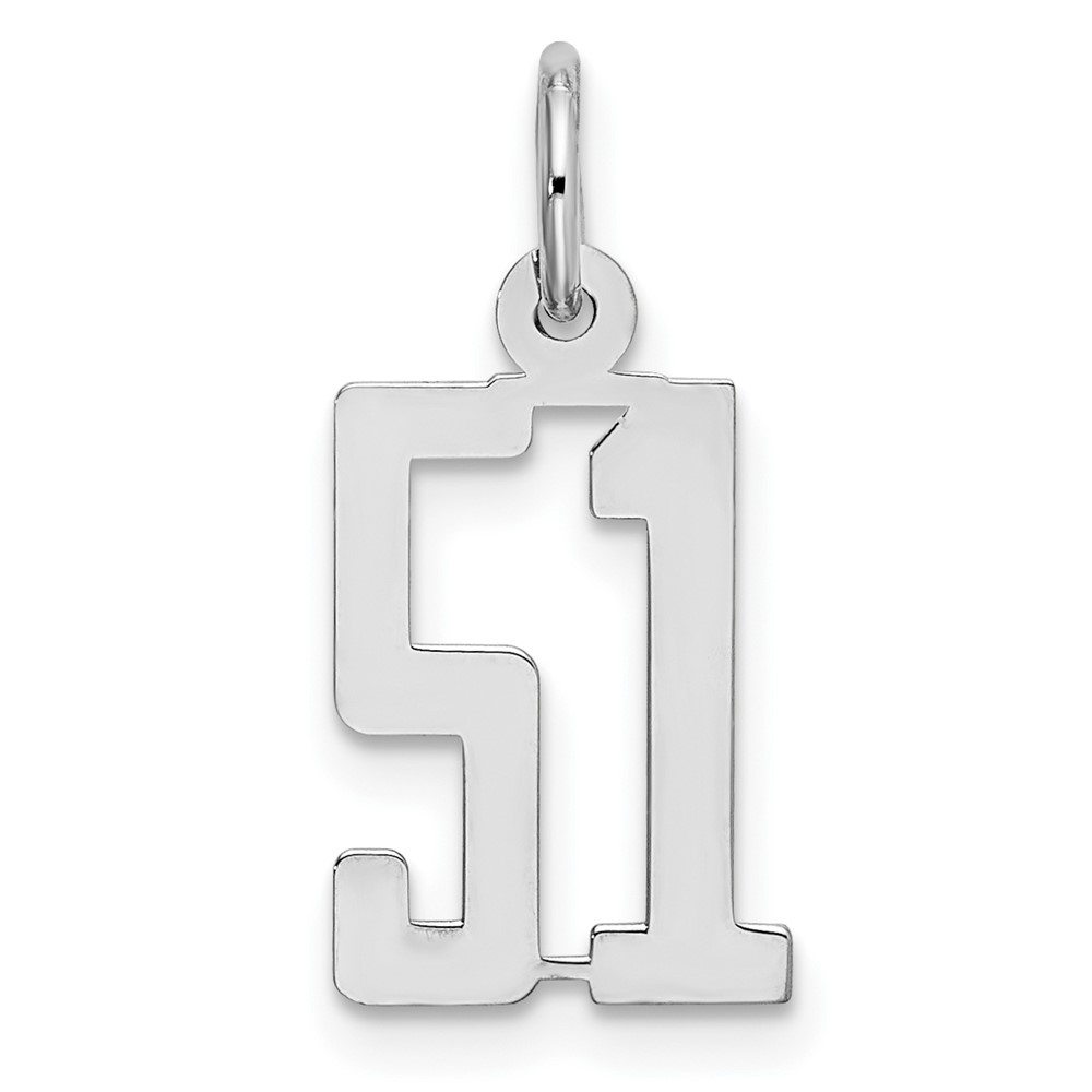 Sterling Silver Rhodium-plated Elongated Number 51 Charm