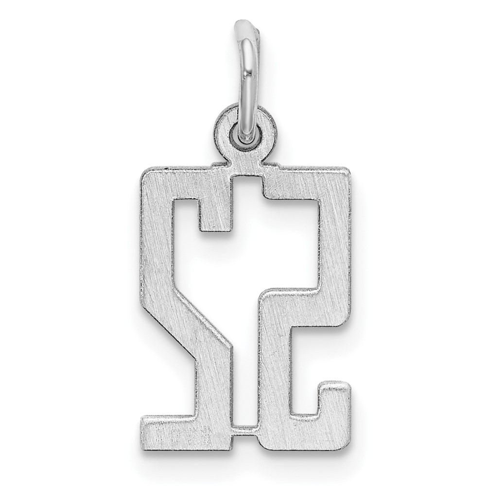 Sterling Silver/Rhodium-plated Elongated Number 52 Charm (QES52)