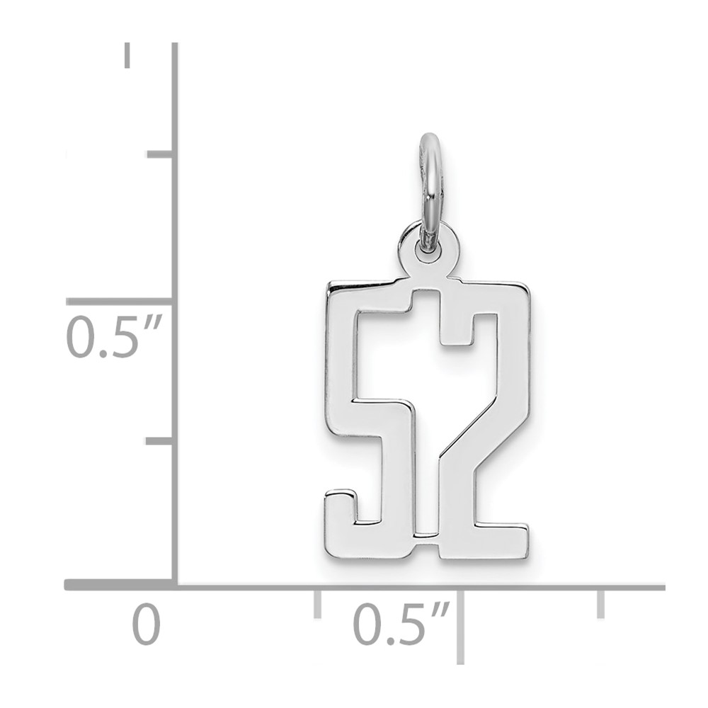 Sterling Silver/Rhodium-plated Elongated Number 52 Charm (QES52)