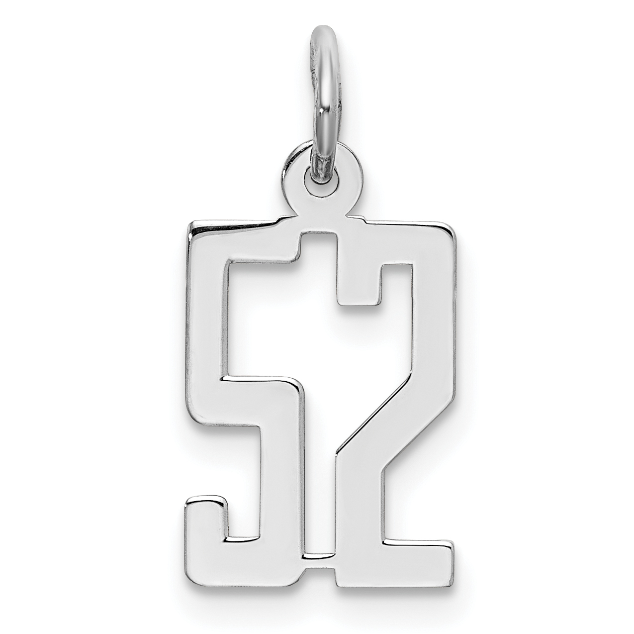 Sterling Silver/Rhodium-plated Elongated Number 52 Charm (QES52)
