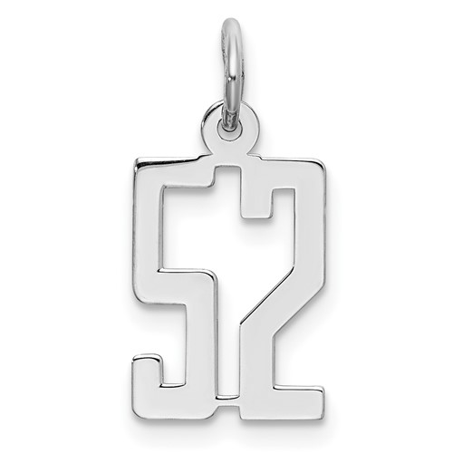 Sterling Silver Rhodium-plated Elongated Number 52 Charm