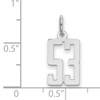 Sterling Silver Rhodium-plated Elongated Number 53 Charm view 2