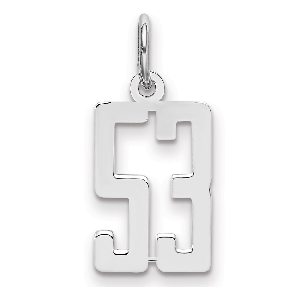 Sterling Silver Rhodium-plated Elongated Number 53 Charm