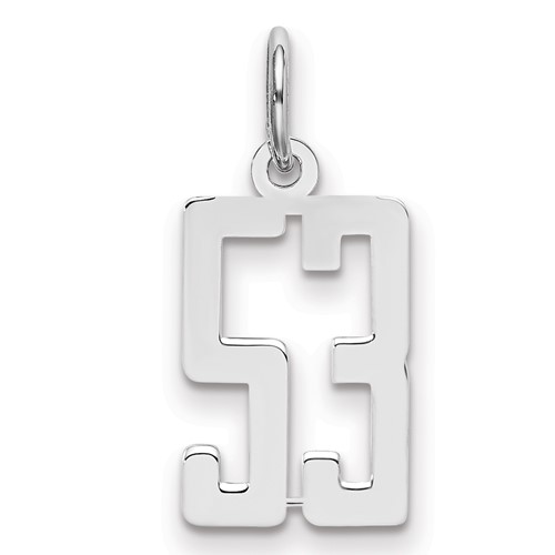 Sterling Silver Rhodium-plated Elongated Number 53 Charm