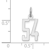 Sterling Silver Rhodium-plated Elongated Number 54 Charm view 3
