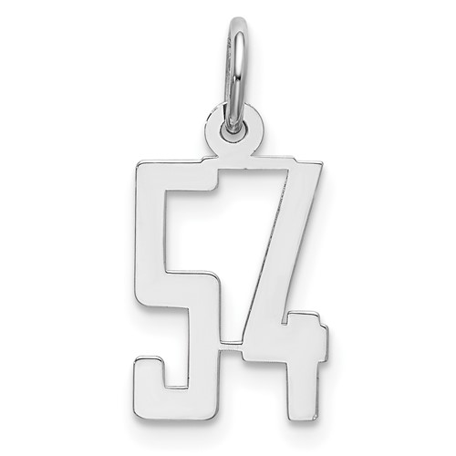 Sterling Silver Rhodium-plated Elongated Number 54 Charm