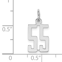 Sterling Silver Rhodium-plated Elongated Number 55 Charm view 3