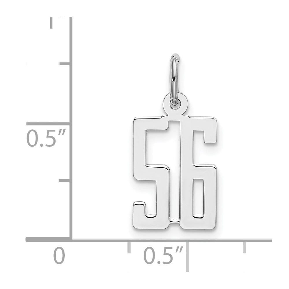 Sterling Silver/Rhodium-plated Elongated Number 56 Charm (QES56)