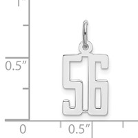 Sterling Silver Rhodium-plated Elongated Number 56 Charm view 3
