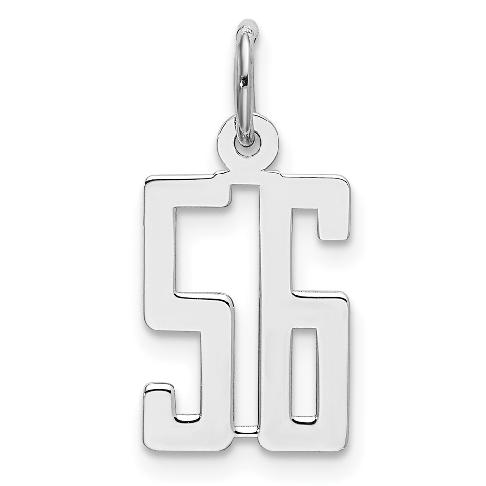 Sterling Silver/Rhodium-plated Elongated Number 56 Charm (QES56)