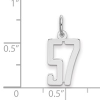 Sterling Silver Rhodium-plated Elongated Number 57 Charm view 2