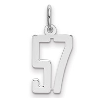 Sterling Silver Rhodium-plated Elongated Number 57 Charm view 1