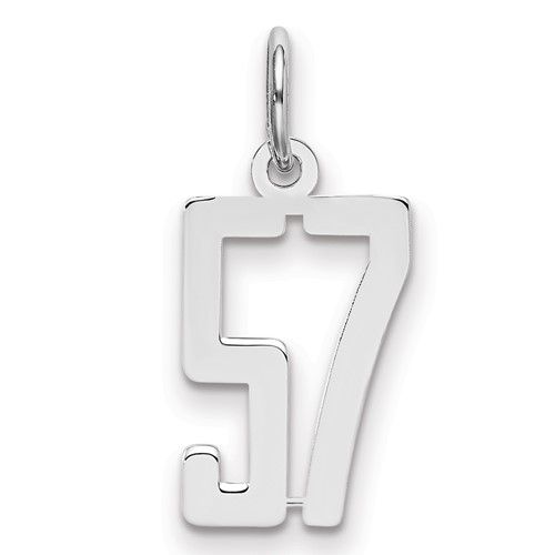 Sterling Silver Rhodium-plated Elongated Number 57 Charm