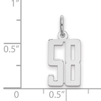 Sterling Silver Rhodium-plated Elongated Number 58 Charm view 2