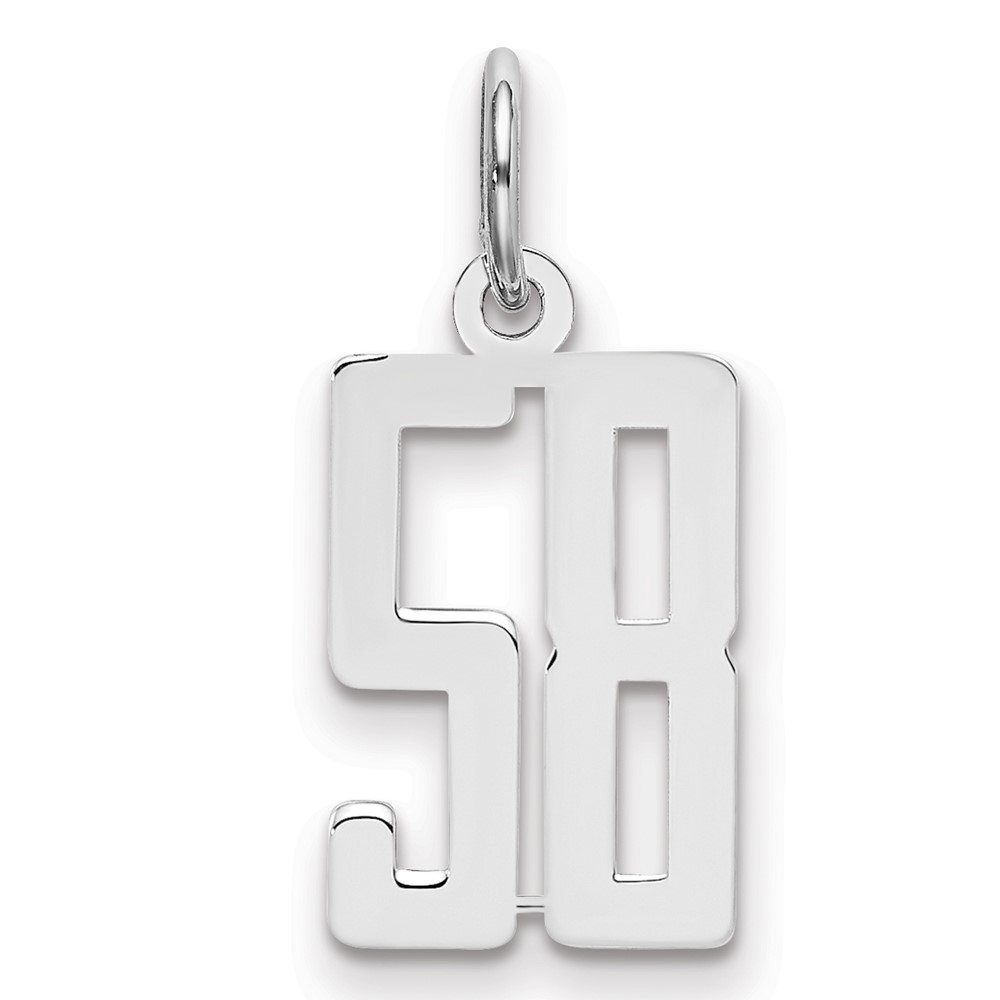 Sterling Silver Rhodium-plated Elongated Number 58 Charm