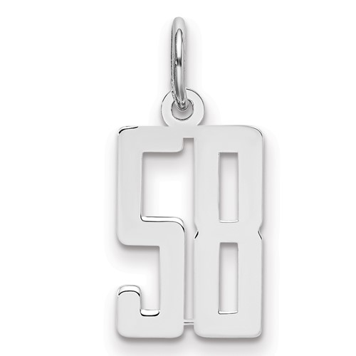 Sterling Silver Rhodium-plated Elongated Number 58 Charm