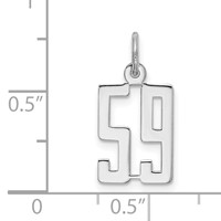 Sterling Silver Rhodium-plated Elongated Number 59 Charm view 3